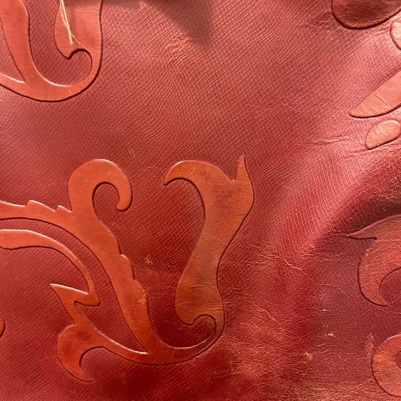 FALOR Le Borse Red Genuine Leather Tote - Picture 3 of 8